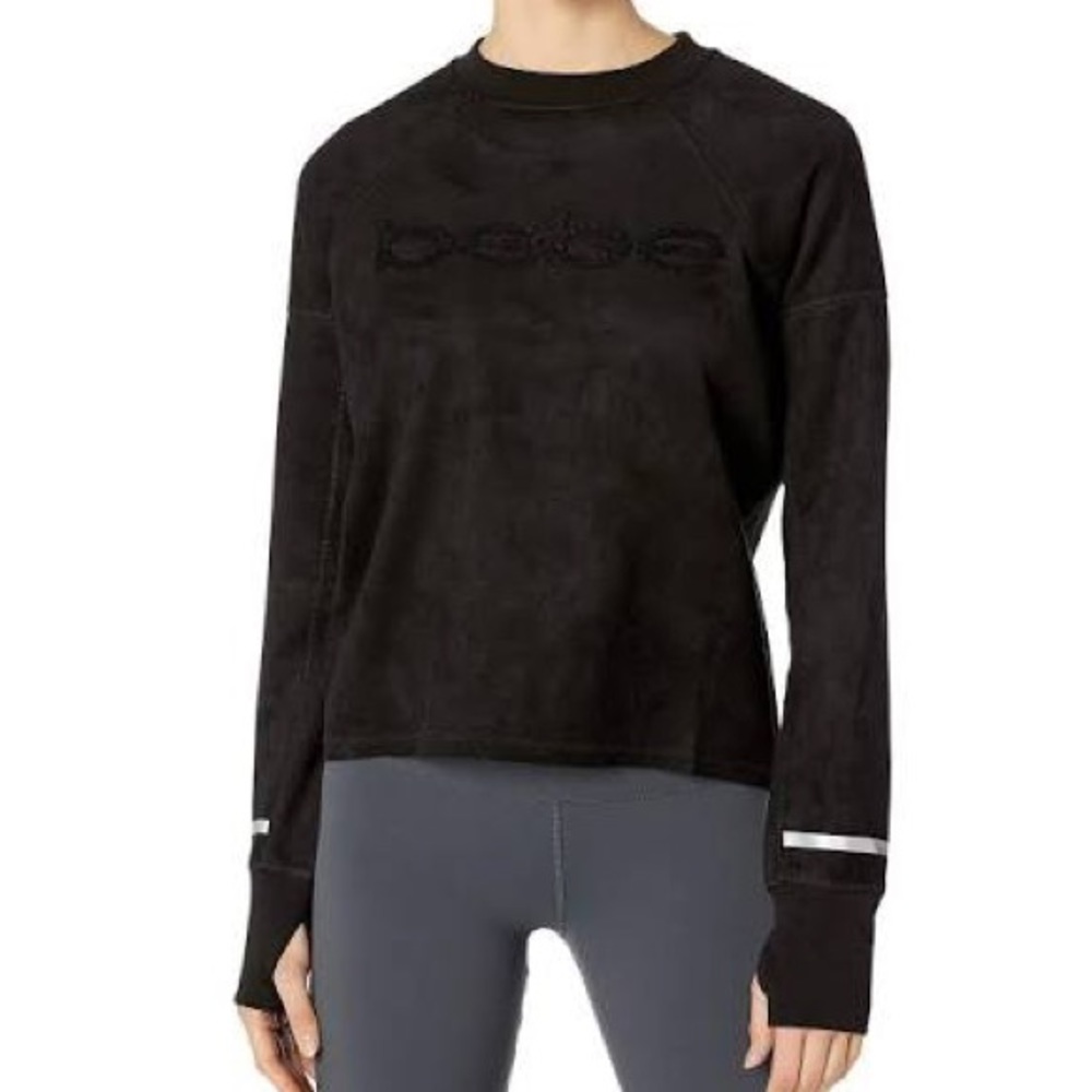 NWT BEBE SPORT REFLECTIVE STRIPE SCUBA PULLOVER SWEATSHIRT in Black size Small